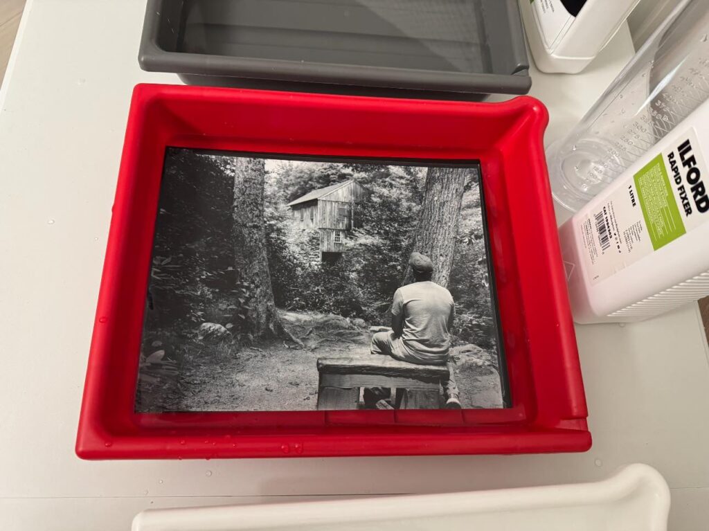 8x10 contact print of Ken sitting at Moore State Park, Massachusetts.