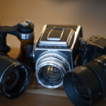 Hasselblad 500cm, Pentax 6x7, and Fujifilm 100s.